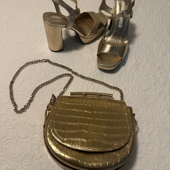 Zara gold platform heels & purse - Picture 3 of 6